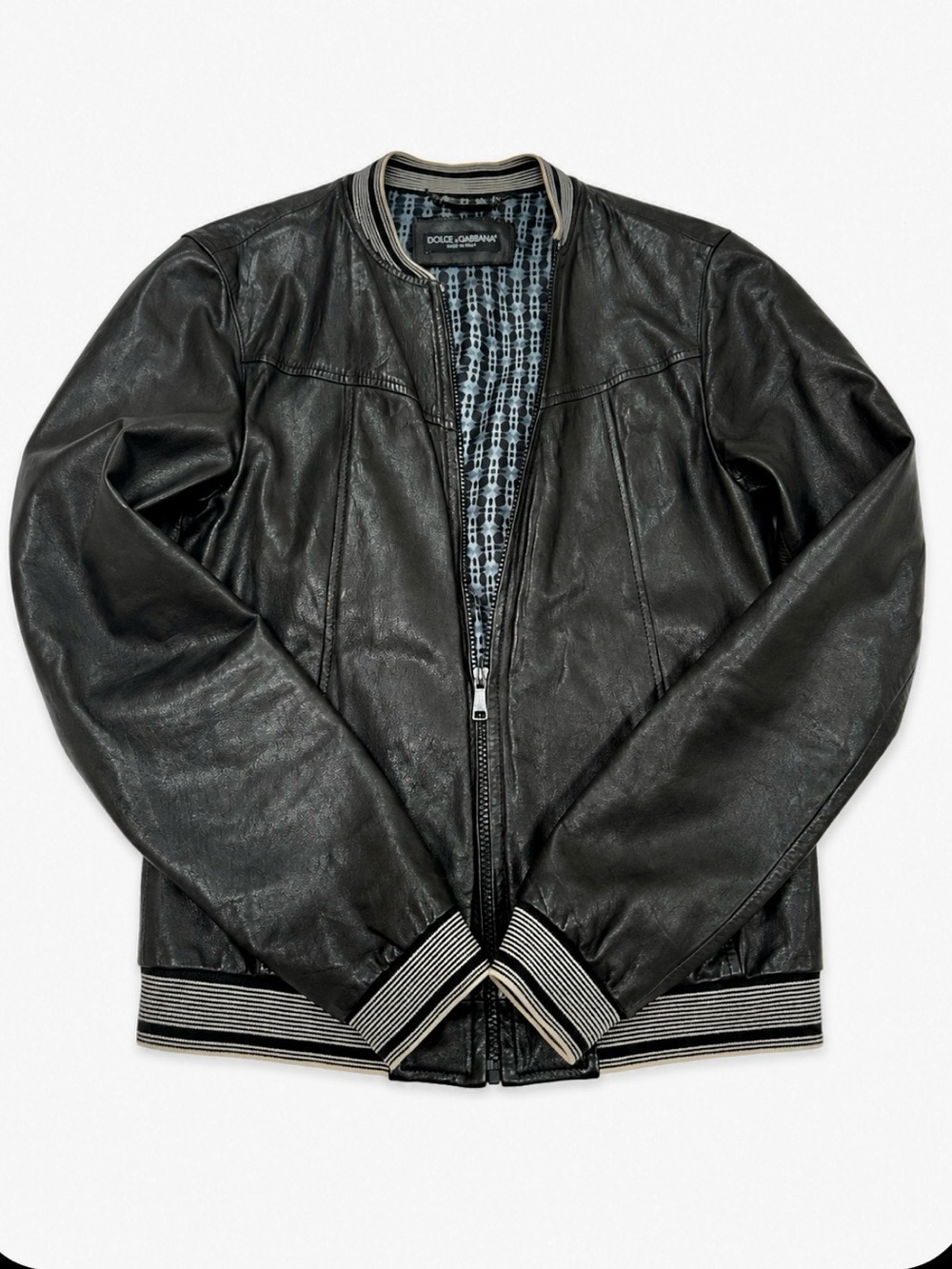 Dolce & Gabbana Men's Black Leather Bomber
Jacket ITA Size 48/ US Size 38 (S-M)
